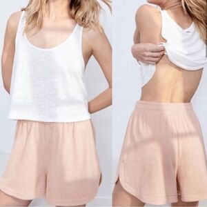 Lunya High Waisted Knit Terry Cotton Shorts Dusty Rose Women’s Small